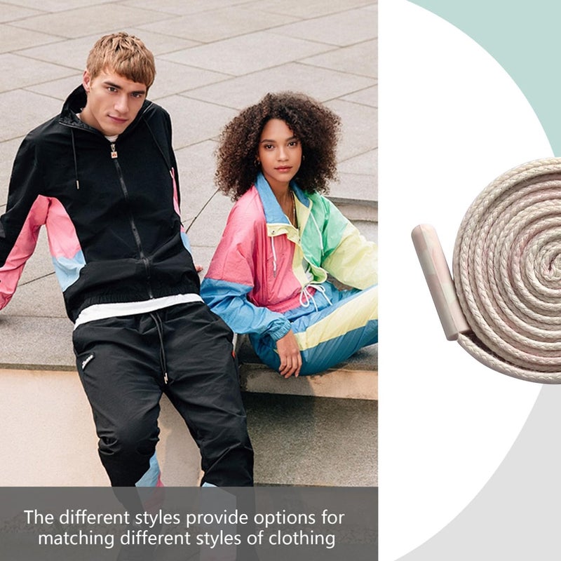 BOROLA 1Pcs 51 Inch Fashionable Durable Cotton Drawstring, Premium Hoodie, Sports Pants, Shorts Universal Drawstring Replacement (Pink-White Gradient Cord, Plastic Cap) - Image 4